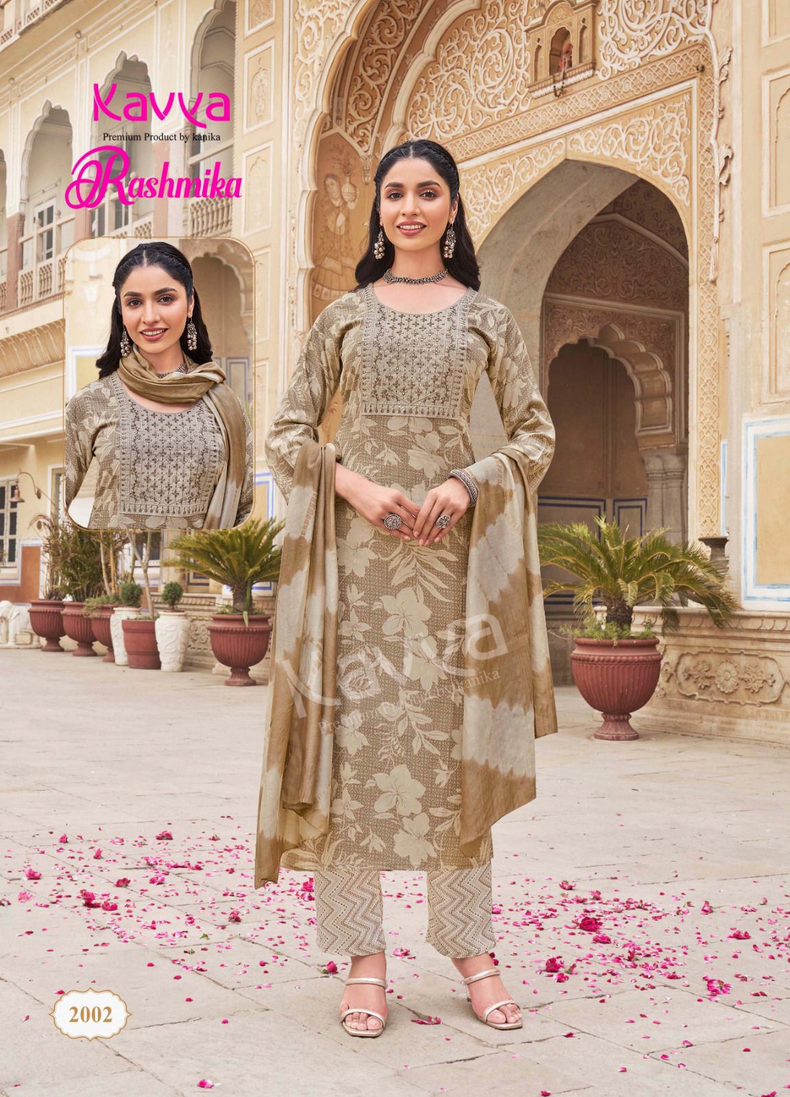Rashmika Vol 02 By Kavya Rayon Embroidery Kurti With Bottom Dupatta
